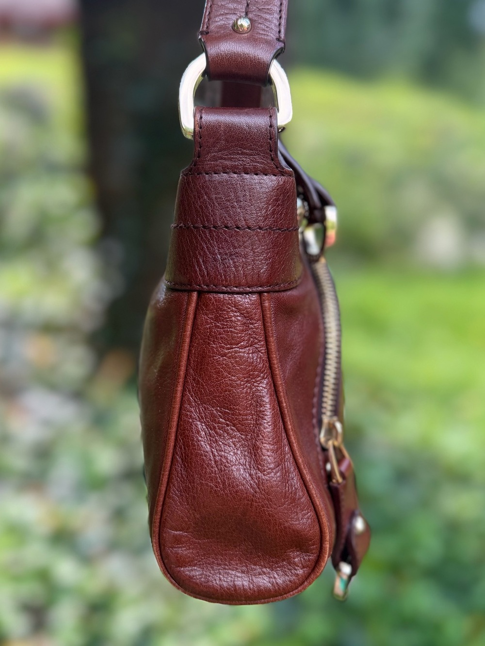 Bally VINTAGE Y2K Cognac Leather Shoulder Baguette Bag Pristine Gold Hardware - Picture 5 of 16